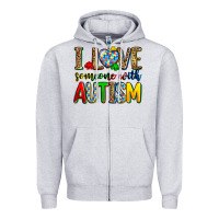 Heather Grey i love someone with autism Zipper Hoodie - Zillion Design Studio