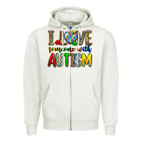 Oatmeal Heather i love someone with autism Zipper Hoodie - Zillion Design Studio