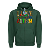 Sports Green i love someone with autism Zipper Hoodie - Zillion Design Studio