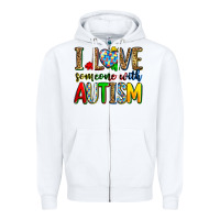 White i love someone with autism Zipper Hoodie - Zillion Design Studio