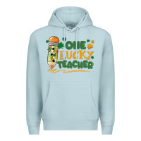 Blue Mist one lucky teacher Premium Hoodie - MaliasSmallBusiness