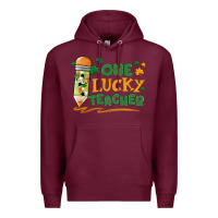 Burgundy one lucky teacher Premium Hoodie - MaliasSmallBusiness