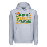 Heather Grey one lucky teacher Premium Hoodie - MaliasSmallBusiness