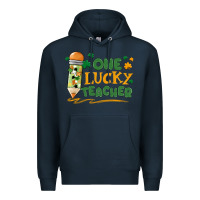 Navy one lucky teacher Premium Hoodie - MaliasSmallBusiness