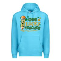 Ocean Blue one lucky teacher Premium Hoodie - MaliasSmallBusiness