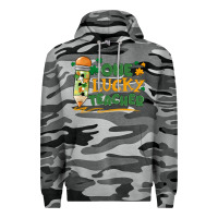 Slate Camo one lucky teacher Premium Hoodie - MaliasSmallBusiness