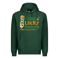 Sports Green one lucky teacher Premium Hoodie - MaliasSmallBusiness