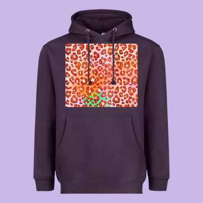 Orange Leopard Glitter Heavyweight Hoodie Designed By Jahusdesignshop