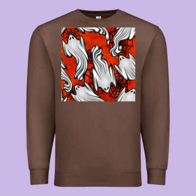 Flying Ghosts Seamless Pattern Premium Sweatshirt Designed By Bundleandbundleshop