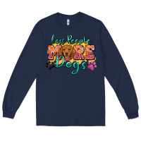 Navy less people more dogs Long Sleeve Tee - Zillion Design Studio