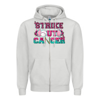 Dove Grey Strike Out Cancer Baseball Zipper Hoodie - texasbilliewilder