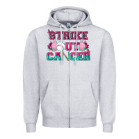 Heather Grey Strike Out Cancer Baseball Zipper Hoodie - texasbilliewilder