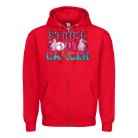 Red Strike Out Cancer Baseball Zipper Hoodie - texasbilliewilder