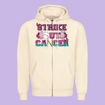 Strike Out Cancer Baseball Zipper Hoodie Designed By Texasbilliewilder