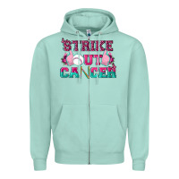 Seafoam Strike Out Cancer Baseball Zipper Hoodie - texasbilliewilder