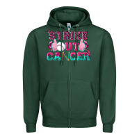 Sports Green Strike Out Cancer Baseball Zipper Hoodie - texasbilliewilder
