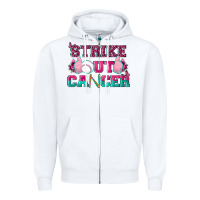 White Strike Out Cancer Baseball Zipper Hoodie - texasbilliewilder