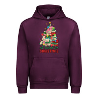 Mauve Wine christmas book tree Urban Hoodie - MaliasSmallBusiness