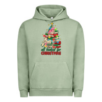 Pigment Oil Green christmas book tree Urban Hoodie - MaliasSmallBusiness