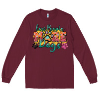 Burgundy less people more dogs paw zillion Long Sleeve Tee - Zillion Design Studio