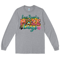 Heather Grey less people more dogs paw zillion Long Sleeve Tee - Zillion Design Studio