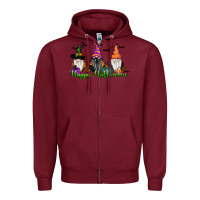 Burgundy happy halloween gnome pumpkin Zipper Hoodie - RanaPortraitStore
