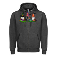 Charcoal Heather happy halloween gnome pumpkin Zipper Hoodie - RanaPortraitStore