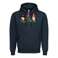 Navy happy halloween gnome pumpkin Zipper Hoodie - RanaPortraitStore