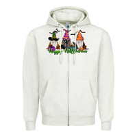 Oatmeal Heather happy halloween gnome pumpkin Zipper Hoodie - RanaPortraitStore