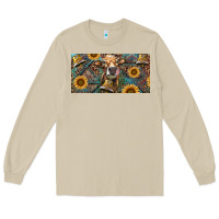 Cow With Aztec Leopard And Sunflower Long Sleeve Tee | Teevron