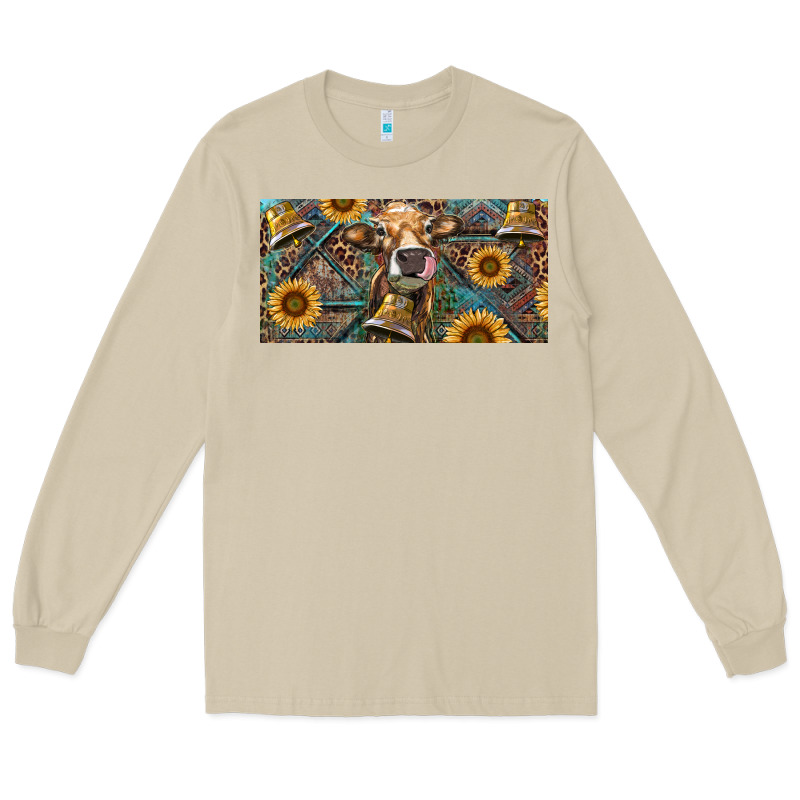 Cow With Aztec Leopard And Sunflower Long Sleeve Tee by RanaPortraitStore | Teevron