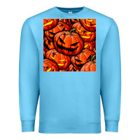 Ocean Blue halloween pumpkin seamless pattern Premium Sweatshirt - BundleAndBundleShop