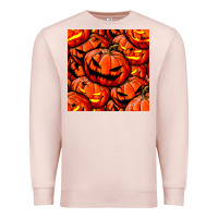 Pale Pink halloween pumpkin seamless pattern Premium Sweatshirt - BundleAndBundleShop