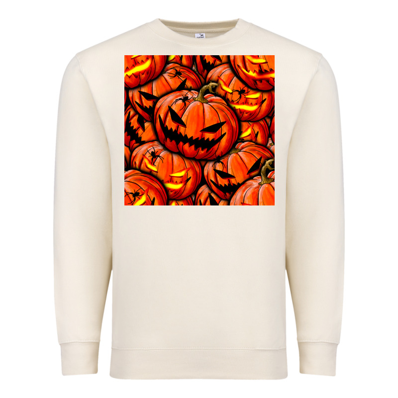 Halloween Pumpkin Seamless Pattern Premium Sweatshirt by BundleAndBundleShop | Teevron