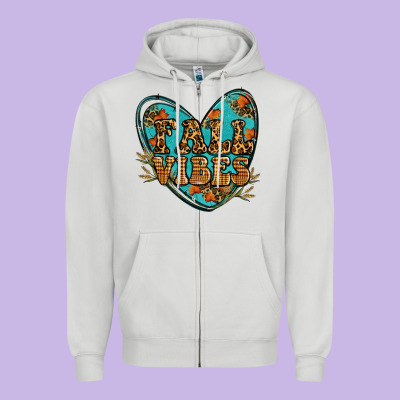Fall Vibes Heart Zipper Hoodie Designed By Ranaportraitstore
