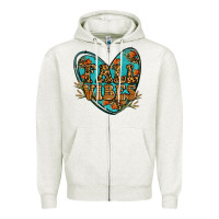 Oatmeal Heather fall vibes heart Zipper Hoodie - RanaPortraitStore