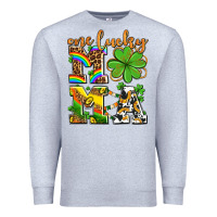 Heather Grey one lucky mama Premium Sweatshirt - AdoDesignShop