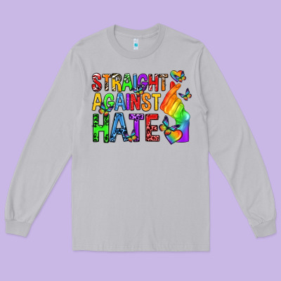 Long Sleeve Tee straight against hate pride lgbtq