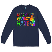 Navy straight against hate pride lgbtq Long Sleeve Tee - texasbilliewilder