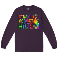 Plum straight against hate pride lgbtq Long Sleeve Tee - texasbilliewilder