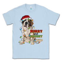 Dusty Blue merry and bright saint bernard Classic Tee - RanaPortraitStore