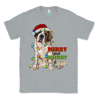 Heather Grey merry and bright saint bernard Classic Tee - RanaPortraitStore