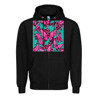 Black Pink Butterfly with Ribbon Cancer Zipper Hoodie - texasbilliewilder