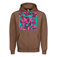 Chestnut Pink Butterfly with Ribbon Cancer Zipper Hoodie - texasbilliewilder