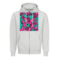 Dove Grey Pink Butterfly with Ribbon Cancer Zipper Hoodie - texasbilliewilder