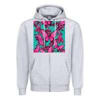 Heather Grey Pink Butterfly with Ribbon Cancer Zipper Hoodie - texasbilliewilder