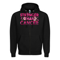 Black Stronger Than Cancer Zipper Hoodie - texasbilliewilder