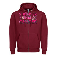 Burgundy Stronger Than Cancer Zipper Hoodie - texasbilliewilder
