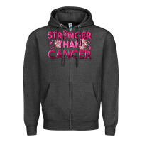 Charcoal Heather Stronger Than Cancer Zipper Hoodie - texasbilliewilder
