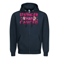 Navy Stronger Than Cancer Zipper Hoodie - texasbilliewilder
